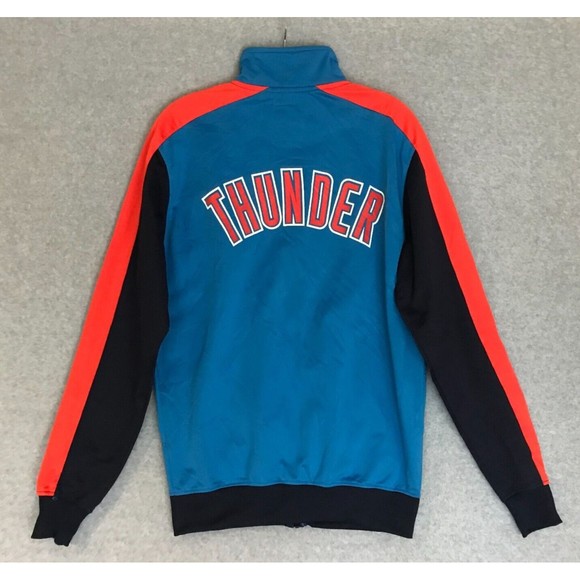 Oklahoma City Thunder Jacket Mens Medium Blue NBA Warm Up Track Full Zip STAIN - Picture 4 of 8